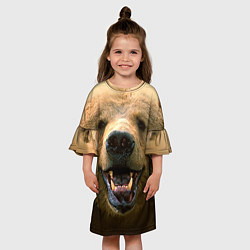 Платье клеш для девочки Взгляд медведя, цвет: 3D-принт — фото 2