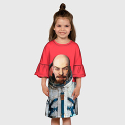 Платье клеш для девочки Ленин космонавт, цвет: 3D-принт — фото 2
