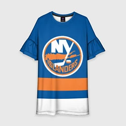 Платье клеш для девочки New York Islanders, цвет: 3D-принт