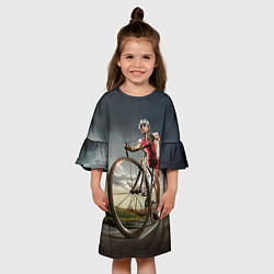 Платье клеш для девочки Велогонщик, цвет: 3D-принт — фото 2