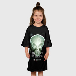Платье клеш для девочки X-files: Alien skull, цвет: 3D-принт — фото 2