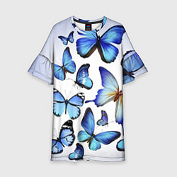 Платье клеш для девочки Голубые бабочки, цвет: 3D-принт