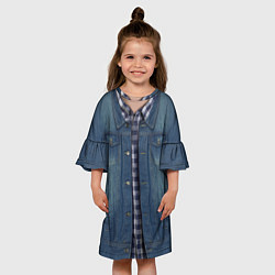 Платье клеш для девочки Джинсовка, цвет: 3D-принт — фото 2