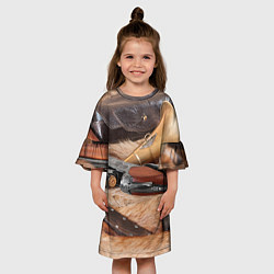 Платье клеш для девочки Охотничье снаряжение, цвет: 3D-принт — фото 2