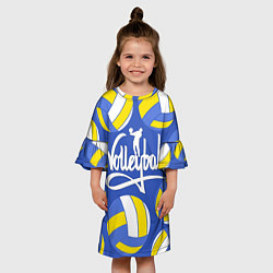 Платье клеш для девочки Волейбол 6, цвет: 3D-принт — фото 2