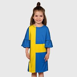 Платье клеш для девочки Швеция, цвет: 3D-принт — фото 2