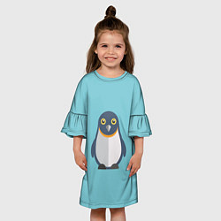Платье клеш для девочки Пингвин, цвет: 3D-принт — фото 2