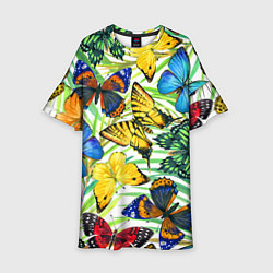 Платье клеш для девочки Тропические бабочки, цвет: 3D-принт