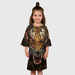 Платье клеш для девочки Злобный тигр, цвет: 3D-принт — фото 2