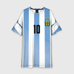Платье клеш для девочки Месси - сборная Аргентины, цвет: 3D-принт