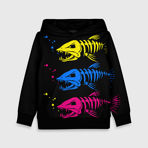 Детская толстовка Рыбы скелеты / 3D-Черный – фото 1