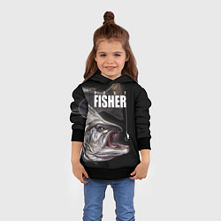 Толстовка-худи детская Лучший рыбак, цвет: 3D-черный — фото 2