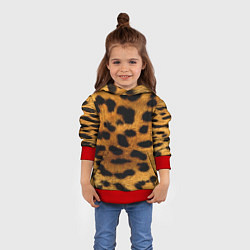 Толстовка-худи детская Шкура леопарда, цвет: 3D-красный — фото 2