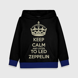 Толстовка-худи детская Keep Calm & Led Zeppelin, цвет: 3D-синий