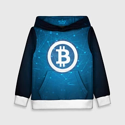 Толстовка-худи детская Bitcoin Blue, цвет: 3D-белый