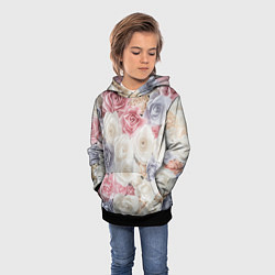 Толстовка-худи детская Букет из роз, цвет: 3D-черный — фото 2