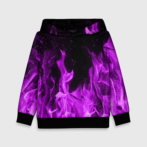 Детская толстовка Фиолетовый огонь / 3D-Черный – фото 1