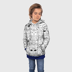 Толстовка-худи детская Совушки: узор, цвет: 3D-синий — фото 2