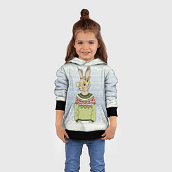 Толстовка-худи детская Кролик хипстер, цвет: 3D-черный — фото 2