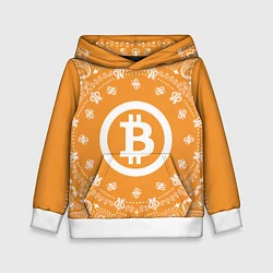 Толстовка-худи детская Bitcoin Mandala, цвет: 3D-белый