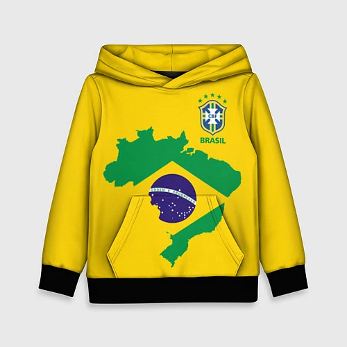 Детская толстовка Сборная Бразилии: желтая / 3D-Черный – фото 1