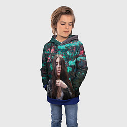 Толстовка-худи детская Dua Lipa: Floral, цвет: 3D-синий — фото 2