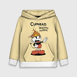 Толстовка-худи детская Cuphead: Flame Mugman, цвет: 3D-белый