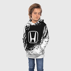 Толстовка-худи детская Honda: Black Spray, цвет: 3D-белый — фото 2