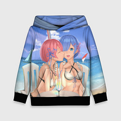 Толстовка-худи детская Жизнь в другом мире с нуля, цвет: 3D-черный