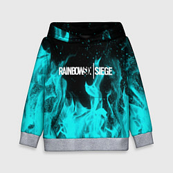 Толстовка-худи детская R6S: Turquoise Flame, цвет: 3D-меланж