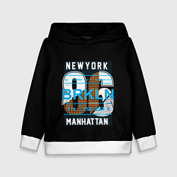 Толстовка-худи детская New York: Manhattan 86 цвета 3D-белый — фото 1