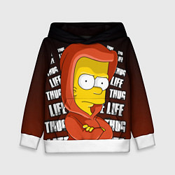 Толстовка-худи детская Bart: Thug Life, цвет: 3D-белый