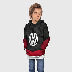 Толстовка-худи детская Volkswagen: Grey Carbon, цвет: 3D-белый — фото 2