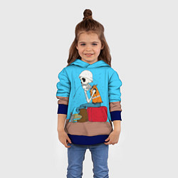 Толстовка-худи детская Скелет-геодезист, цвет: 3D-синий — фото 2