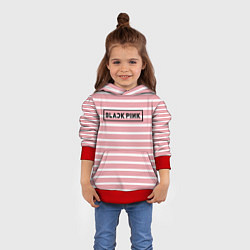 Толстовка-худи детская Black Pink: Striped Geometry, цвет: 3D-красный — фото 2