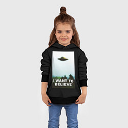 Толстовка-худи детская I Want To Believe, цвет: 3D-черный — фото 2