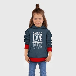 Толстовка-худи детская Ghouls Love Coffee, цвет: 3D-красный — фото 2