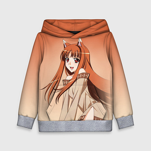 Детская толстовка Милая аниме девочка-оборотень - Волчица и пряности / 3D-Меланж – фото 1