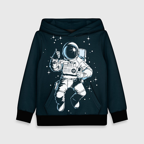 Детская толстовка Космонавт - открытый космос / 3D-Черный – фото 1