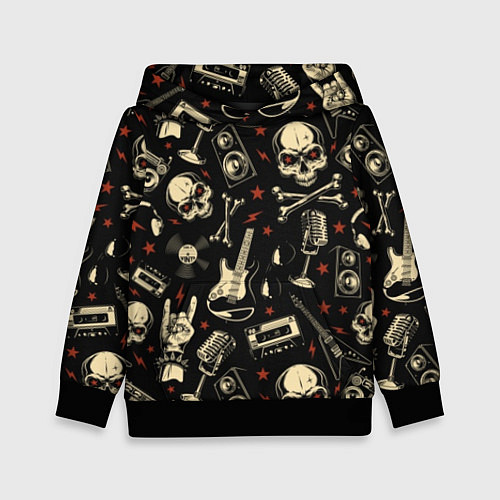 Детская толстовка Гранж с черепами / 3D-Черный – фото 1