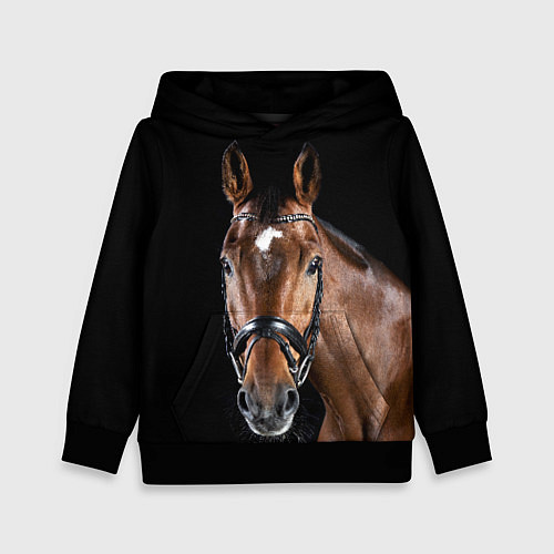 Детская толстовка Гнедая красивая лошадь / 3D-Черный – фото 1