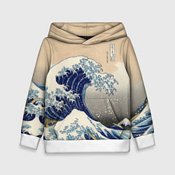 Толстовка-худи детская Kanagawa Wave Art, цвет: 3D-белый