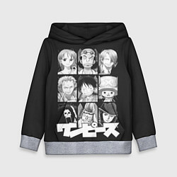 Толстовка-худи детская One Piece, цвет: 3D-меланж