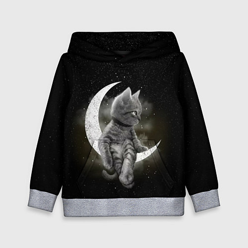 Детская толстовка Кот на луне / 3D-Меланж – фото 1