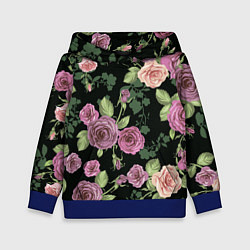 Толстовка-худи детская Кусты роз, цвет: 3D-синий