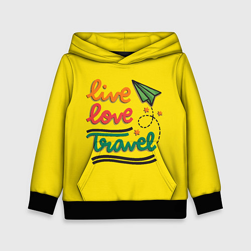 Детская толстовка Жизнь, любовь, путешествия / 3D-Черный – фото 1