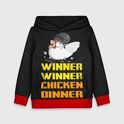Толстовка-худи детская Winner Chicken Dinner, цвет: 3D-красный