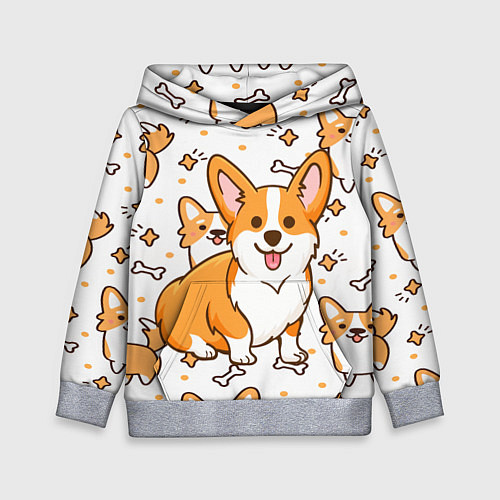 Детская толстовка Корги / 3D-Меланж – фото 1