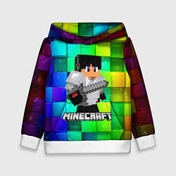 Толстовка-худи детская Minecraft Майнкрафт, цвет: 3D-белый