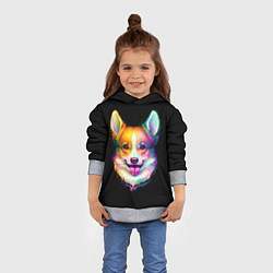 Толстовка-худи детская Корги, цвет: 3D-меланж — фото 2